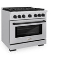 ZLINE Autograph Edition 36-Inch 5.2 cu. ft. Paramount Dual Fuel Range with 6 Burner Gas Cooktop and Electric Convection Oven in Stainless Steel with Matte Black Accents (SDRZ-36-MB)