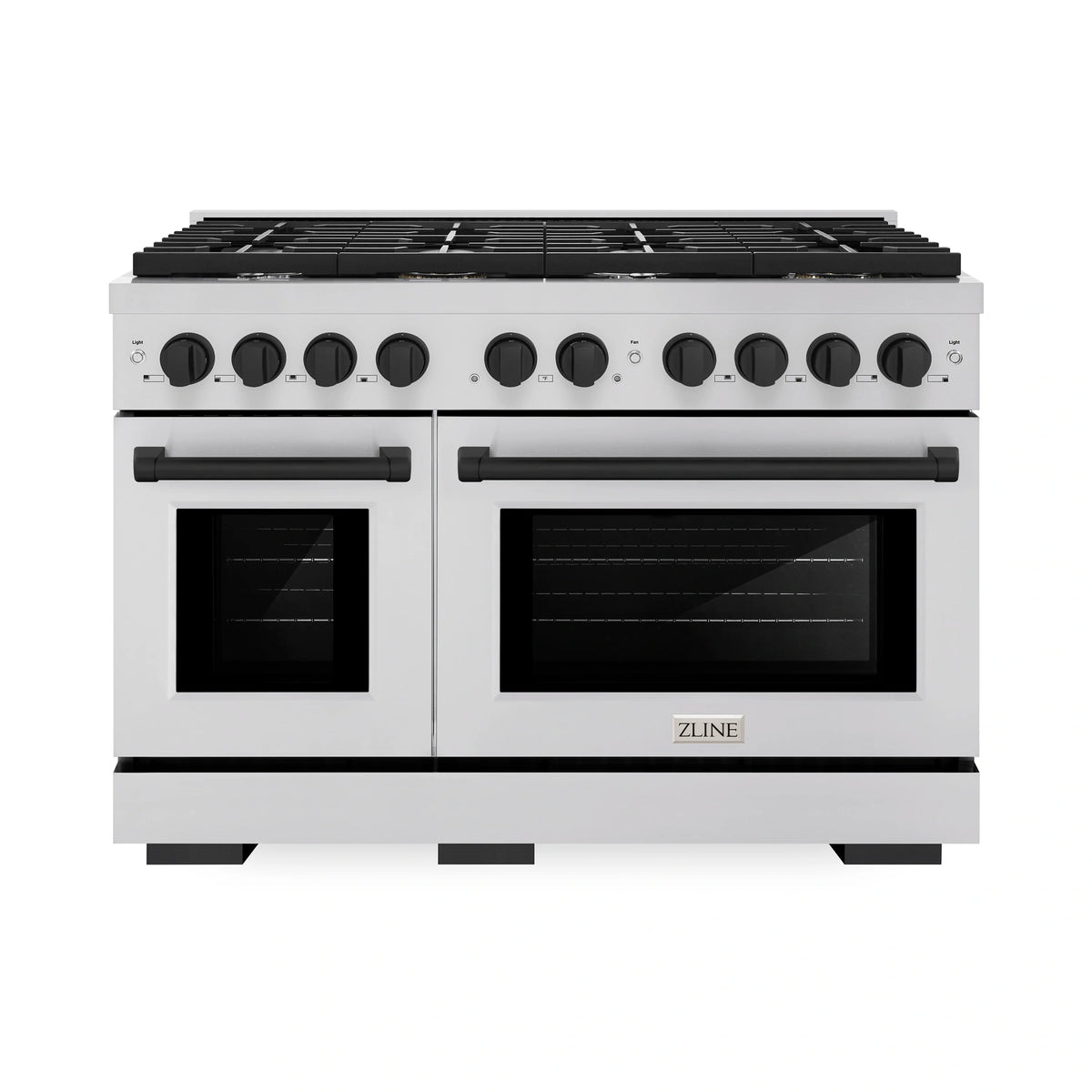 ZLINE Autograph Edition 2-Piece Appliance Package - 48-Inch Paramount Dual Fuel Range & Wall Mount Range Hood in Stainless Steel with Matte Black Accents