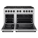 ZLINE 5-Piece Appliance Package - 48-Inch Paramount Dual Fuel Range, Wall Mount Range Hood, 36-Inch French Door Refrigerator, Dishwasher, and 30-Inch Microwave Drawer in Stainless Steel with Matte Black Accents
