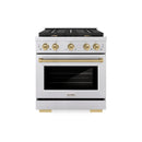 ZLINE Autograph Edition 30-Inch Paramount Gas Range with 4 Gas Burners and 4.2 cu. ft. Convection Gas Oven in Stainless Steel and Champagne Bronze Accents (SGRZ-30-CB)