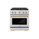 ZLINE Autograph Edition 30-Inch Paramount Gas Range with 4 Gas Burners and 4.2 cu. ft. Convection Gas Oven in Stainless Steel and Polished Gold Accents (SGRZ-30-G)