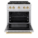 ZLINE Autograph Edition 30-Inch Paramount Gas Range with 4 Gas Burners and 4.2 cu. ft. Convection Gas Oven in Stainless Steel and Polished Gold Accents (SGRZ-30-G)