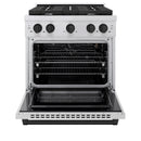 ZLINE Autograph Edition 4-Piece Appliance Package - 30-Inch Gas Range, Refrigerator, Wall Mounted Range Hood, & 24-Inch Tall Tub Dishwasher in Stainless Steel with Matte Black Trim (4KAPR-SGRRHDWM30-MB)