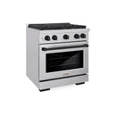 ZLINE 5-Piece Appliance Package - 30-Inch Paramount Autograph Gas Range, Wall Mount Range Hood, 36-Inch French Door Refrigerator with Water Dispenser, Dishwasher, and 30-Inch Microwave Drawer in Stainless Steel with Matte Black Accents