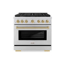 ZLINE Autograph Edition 36-Inch Paramount Gas Range with 6 Gas Burners and 5.2 cu. ft. Convection Gas Oven in Stainless Steel and Champagne Bronze Accents (SGRZ-36-CB)