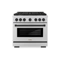 ZLINE Autograph Edition 36-Inch Paramount Gas Range with 6 Gas Burners and 5.2 cu. ft. Convection Gas Oven in Stainless Steel and Matte Black Accents (SGRZ-36-MB)