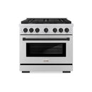 ZLINE 3-Piece Appliance Package - 36-Inch Paramount Autograph Gas Range, 36-Inch French Door Refrigerator with Water Dispenser, Dishwasher, in Stainless Steel with Matte Black Accents