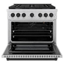 ZLINE Autograph Edition 36-Inch Paramount Gas Range with 6 Gas Burners and 5.2 cu. ft. Convection Gas Oven in Stainless Steel and Matte Black Accents (SGRZ-36-MB)