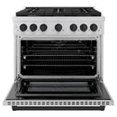 ZLINE Autograph Edition 2-Piece Appliance Package - 36-Inch Gas Range & Wall Mounted Range Hood in Stainless Steel with Matte Black Trim (2AKP-SGRRH36-MB)