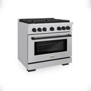 ZLINE 3-Piece Appliance Package - 36-Inch Paramount Autograph Gas Range, 36-Inch French Door Refrigerator, Dishwasher, in Stainless Steel with Matte Black Accents