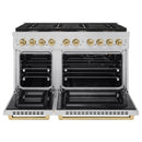 ZLINE Autograph Edition 2-Piece Appliance Package - 48-Inch Gas Range & Wall Mounted Range Hood in Stainless Steel with Champagne Bronze Trim (2AKPR-SGRRH48-CB)
