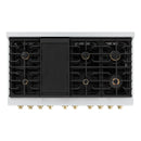ZLINE 5-Piece Appliance Package - 48-Inch Paramount Autograph Gas Range, Wall Mount Range Hood, 36-Inch French Door Refrigerator, Dishwasher, and 30-Inch Microwave Drawer in Stainless Steel with Champagne Bronze Accents