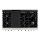 ZLINE Autograph Edition 2-Piece Appliance Package - 48-Inch Gas Range & Wall Mounted Range Hood in Stainless Steel with Champagne Bronze Trim (2AKPR-SGRRH48-CB)