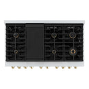 ZLINE 5-Piece Appliance Package - 48-Inch Paramount Autograph Gas Range, Wall Mount Range Hood, 36-Inch French Door Refrigerator, Dishwasher, and 30-Inch Microwave Drawer in Stainless Steel with Gold Accents