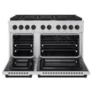 ZLINE 5-Piece Appliance Package - 48-Inch Paramount Autograph Gas Range, Wall Mount Range Hood, 36-Inch French Door Refrigerator, Dishwasher, and 30-Inch Microwave Drawer in Stainless Steel with Matte Black Accents