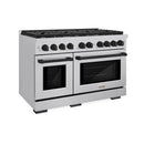ZLINE 5-Piece Appliance Package - 48-Inch Paramount Autograph Gas Range, Wall Mount Range Hood, 36-Inch French Door Refrigerator with Water Dispenser, Dishwasher, and 30-Inch Microwave Drawer in Stainless Steel with Matte Black Accents