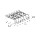 ZLINE Autograph Edition 36-Inch Porcelain Rangetop with 6 Gas Burners in Stainless Steel and Matte Black Accents (RTZ-36-MB)