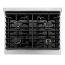 ZLINE Autograph Edition 30-Inch 4.2 cu. ft. Paramount Dual Fuel Range with 4 Burner Gas Cooktop and Electric Convection Oven in Stainless Steel with White Matte Door and Champagne Bronze Accents (SDRZ-WM-30-CB)