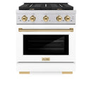 ZLINE Autograph Edition 30-Inch 4.2 cu. ft. Paramount Dual Fuel Range with 4 Burner Gas Cooktop and Electric Convection Oven in Stainless Steel with White Matte Door and Polished Gold Accents (SDRZ-WM-30-G)