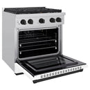ZLINE Autograph Edition 30-Inch 4.2 cu. ft. Paramount Dual Fuel Range with 4 Burner Gas Cooktop and Electric Convection Oven in Stainless Steel with White Matte Door and Matte Black Accents (SDRZ-WM-30-MB)