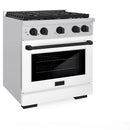 ZLINE Autograph Edition 30-Inch 4.2 cu. ft. Paramount Dual Fuel Range with 4 Burner Gas Cooktop and Electric Convection Oven in Stainless Steel with White Matte Door and Matte Black Accents (SDRZ-WM-30-MB)