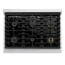 ZLINE Autograph Edition 36-Inch 5.2 cu. ft. Paramount Dual Fuel Range with 6 Burner Gas Cooktop and Electric Convection Oven in Stainless Steel with White Matte Door and Polished Gold Accents (SDRZ-WM-36-G)