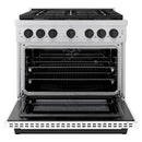 ZLINE Autograph Edition 36-Inch 5.2 cu. ft. Paramount Dual Fuel Range with 6 Burner Gas Cooktop and Electric Convection Oven in Stainless Steel with White Matte Door and Matte Black Accents (SDRZ-WM-36-MB)
