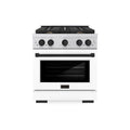 ZLINE Autograph Edition 30-Inch 4.2 cu. ft. Paramount Gas Range with 4 Burner Cooktop and Convection Gas Oven in Stainless Steel with White Matte Door and Matte Black Accents (SGRZ-WM-30-MB)