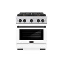 ZLINE Autograph Edition 30-Inch 4.2 cu. ft. Paramount Gas Range with 4 Burner Cooktop and Convection Gas Oven in Stainless Steel with White Matte Door and Matte Black Accents (SGRZ-WM-30-MB)