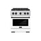 ZLINE Autograph Edition 30-Inch Gas Range with 4 Gas Burners and 4.2 cu. ft. Convection Gas Oven in Stainless Steel with White Matte Door and Matte Black Accents (SGRZ-WM-30-MB)