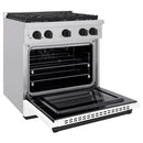 ZLINE Autograph Edition 30-Inch 4.2 cu. ft. Paramount Gas Range with 4 Burner Cooktop and Convection Gas Oven in Stainless Steel with White Matte Door and Matte Black Accents (SGRZ-WM-30-MB)