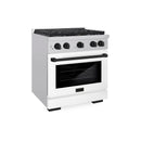 ZLINE Autograph Edition 30-Inch 4.2 cu. ft. Paramount Gas Range with 4 Burner Cooktop and Convection Gas Oven in Stainless Steel with White Matte Door and Matte Black Accents (SGRZ-WM-30-MB)