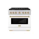 ZLINE Autograph Edition 36-Inch Paramount Gas Range with 6 Gas Burners and 5.2 cu. ft. Convection Gas Oven in Stainless Steel with White Matte Door and Champagne Bronze Accents (SGRZ-WM-36-CB)