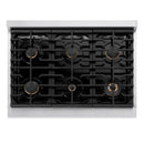 ZLINE Autograph Edition 36-Inch Paramount Gas Range with 6 Gas Burners and 5.2 cu. ft. Convection Gas Oven in Stainless Steel with White Matte Door and Champagne Bronze Accents (SGRZ-WM-36-CB)