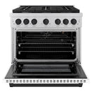 ZLINE Autograph Edition 36-Inch Paramount Gas Range with 6 Gas Burners and 5.2 cu. ft. Convection Gas Oven in Stainless Steel with White Matte Door and Matte Black Accents (SGRZ-WM-36-MB)