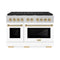 ZLINE Autograph Edition 48-Inch Gas Range with 6 Gas Burners and 6.7 cu. ft. Double Gas Oven in Stainless Steel with White Matte Doors and Polished Gold Accents (SGRZ-WM-48-G)