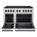 ZLINE Autograph Edition 3-Piece Appliance Package - 48-Inch Gas Range, Wall Mounted Range Hood, & 24-Inch Tall Tub Dishwasher in Stainless Steel and White Door with Matte Black Trim (3AKPR-SGRWMRH48-MB)