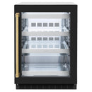 ZLINE Autograph Edition 24-Inch Touchstone 151 Can Beverage Fridge with Black Matte Glass Door and Polished Gold Handle (RBSOZ-BLM-24-G)