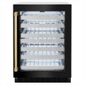 ZLINE Autograph Edition 24-Inch Touchstone Dual Zone 44 Bottle Wine Cooler with Black Stainless Steel Glass Door and Polished Gold Handle (RWDOZ-BS-24-G)