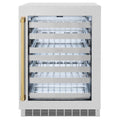 ZLINE Autograph Edition 24-Inch Touchstone Dual Zone 44 Bottle Wine Cooler with Satin Stainless Steel Glass Door and Polished Gold Handle (RWDOZ-SN-24-G)