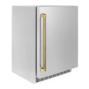 ZLINE Autograph 24-Inch Touchstone Beverage Fridge with Stainless Steel Door and Gold Helix Handle (RBSOZ-ST-24-KG)