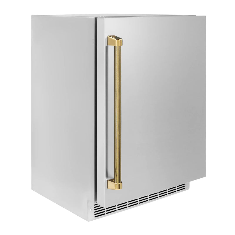 ZLINE Autograph 24-Inch Touchstone Beverage Fridge with Stainless Steel Door and Gold Helix Handle (RBSOZ-ST-24-KG)