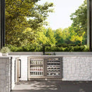 ZLINE Autograph Edition 24-Inch Touchstone Dual Zone 44 Bottle Indoor/Outdoor Wine Cooler with Stainless Steel Glass Door and Matte Black Handle (RWDOZ-GS-24-MB)