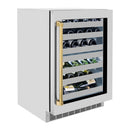 ZLINE Autograph Edition 24-Inch Touchstone Dual Zone 44 Bottle Indoor/Outdoor Wine Cooler With Stainless Steel Glass Door And Polished Gold Handle (RWDOZ-GS-24-G)