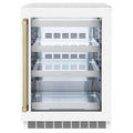 ZLINE Autograph Edition 24-Inch Touchstone Dual Zone 44 Bottle Wine Cooler with White Matte Glass Door and Champagne Bronze Handle (RWDOZ-WM-24-CB)