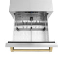 ZLINE Autograph Edition 24-Inch Touchstone Refrigerator Drawer in DuraSnow Stainless Steel and Champagne Bronze Handles (RDSOZ-SN-24-CB)