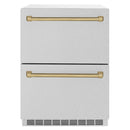 ZLINE Autograph Edition 24-Inch Touchstone Refrigerator Drawer in DuraSnow Stainless Steel and Champagne Bronze Handles (RDSOZ-SN-24-CB)