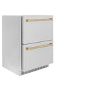 ZLINE Autograph Edition 24-Inch Touchstone Refrigerator Drawer in DuraSnow Stainless Steel and Champagne Bronze Handles (RDSOZ-SN-24-CB)