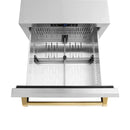 ZLINE Autograph Edition 24-Inch Touchstone Refrigerator Drawer in DuraSnow Stainless Steel and Gold Handles (RDSOZ-SN-24-G)