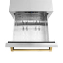 ZLINE Autograph Edition 24-Inch Touchstone Refrigerator Drawer in DuraSnow Stainless Steel and Gold Handles (RDSOZ-SN-24-G)